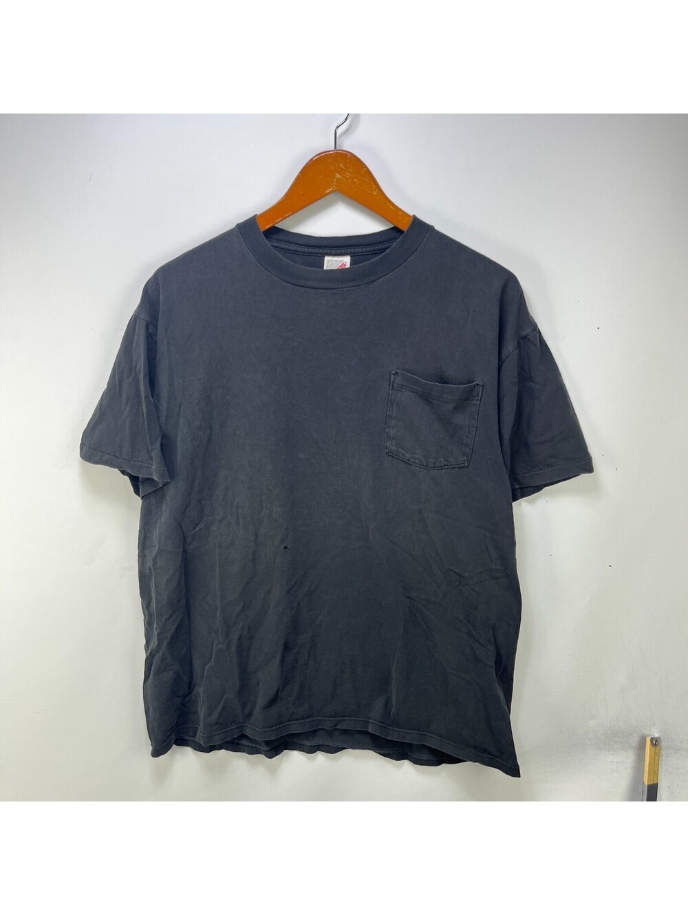 Vintage Sun Faded Blank Black Pocket T Shirt XL Jerzees